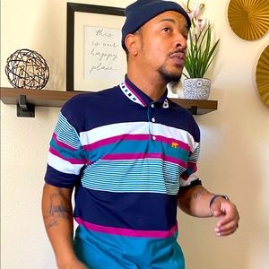 Golden Bear S/S Polo. Size L Burgundy/Teal/Navy